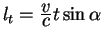 $l_t={\displaystyle v\over\displaystyle c}t\sin \alpha$