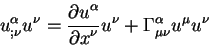 \begin{displaymath}
u^{\alpha}_{; \nu} u^{\nu} = {\displaystyle\partial u^{\alph...
...x^{\nu}}
u^{\nu} + \Gamma^{\alpha}_{\mu \nu} u^{\mu} u^{\nu}
\end{displaymath}