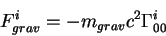 \begin{displaymath}
F^i_{grav}= - m_{grav} c^2 \Gamma^i_{00}
\end{displaymath}