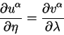 \begin{displaymath}
{\displaystyle\partial u^{\alpha}\over\displaystyle\partial ...
...ystyle\partial
v^{\alpha}\over\displaystyle\partial \lambda}
\end{displaymath}